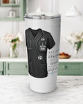 Nurses make a difference tumbler featuring black RN scrubs design for healthcare professionals.