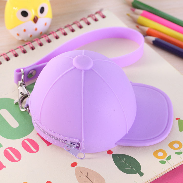 Cute silicone hat coin purse collection in various colors, showcasing playful design and soft silicone material.