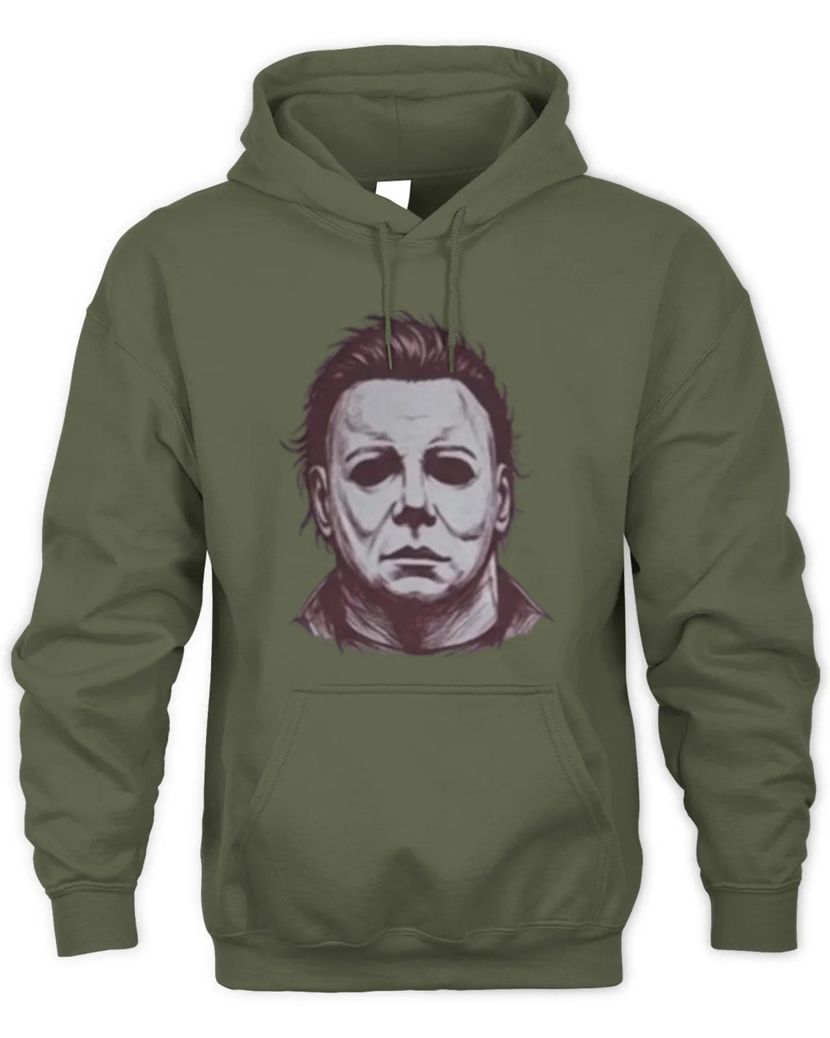 Michael Myers graphic hoodie with an ink-drawn design.