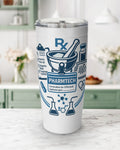 Pharmacy tech tumbler with twist-closure lid
