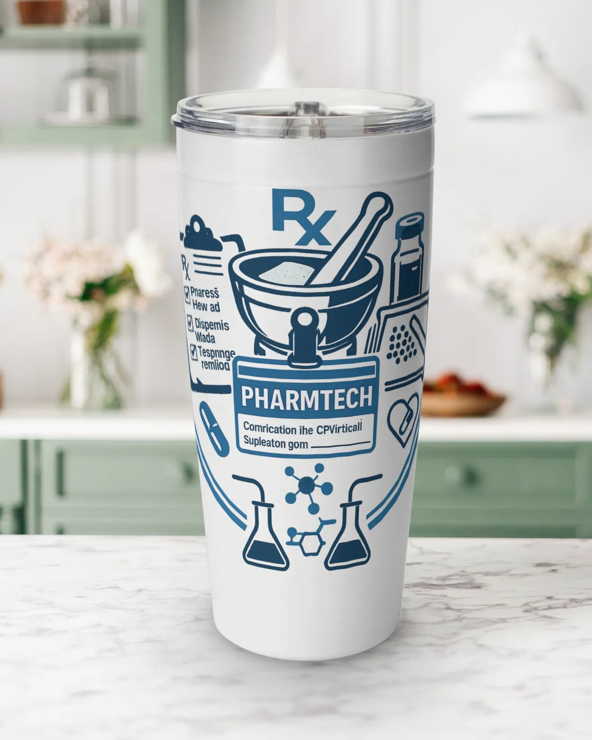 Pharmacy tech tumbler with twist-closure lid