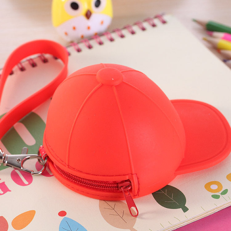 Cute silicone hat coin purse collection in various colors, showcasing playful design and soft silicone material.