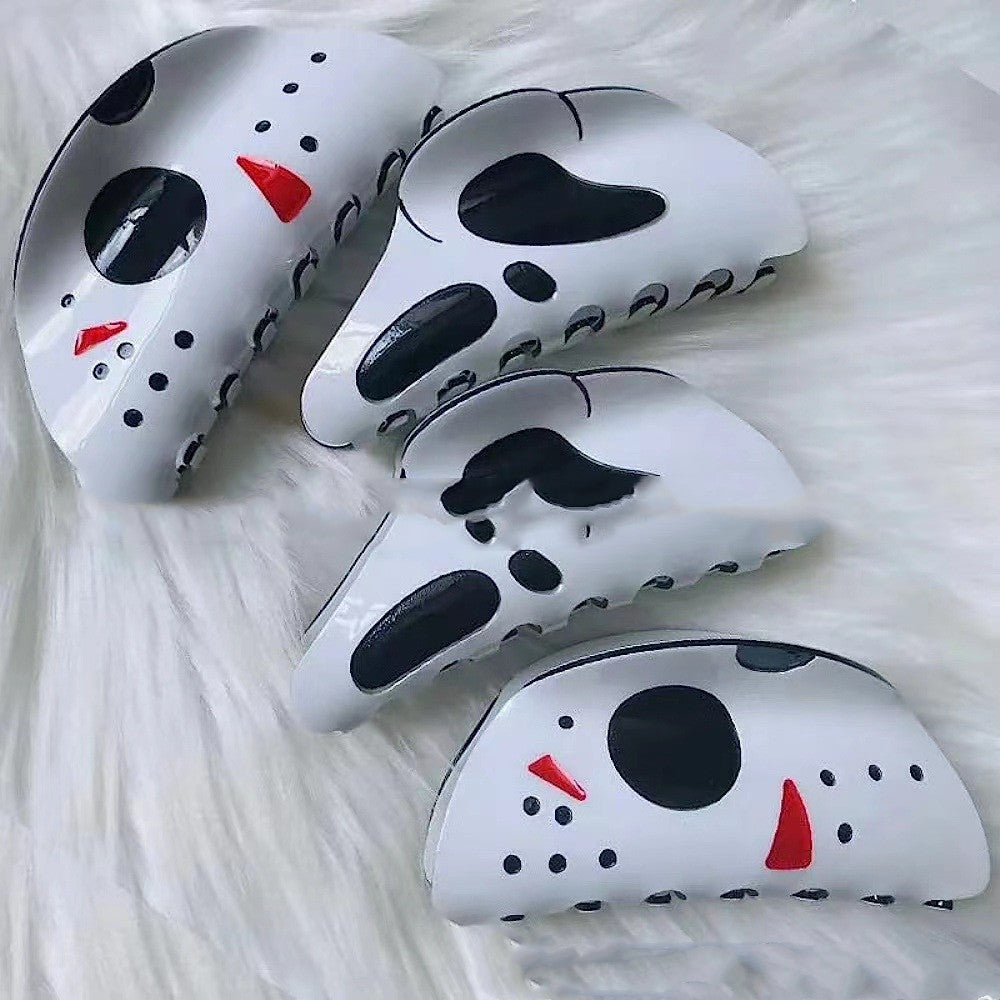 Halloween Grimace barrettes in white