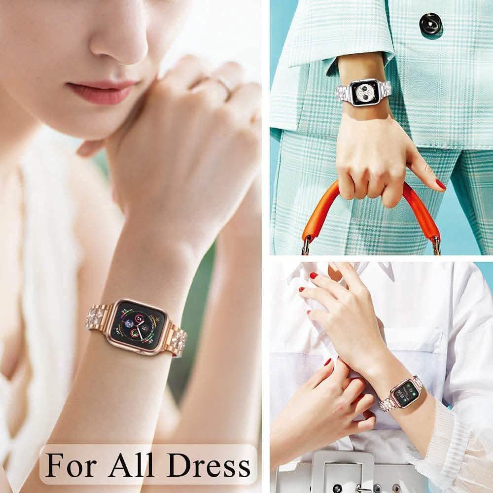 Rhinestone Apple Watch Band — diamond crystal stainless steel strap for Apple Watch Series 1-7