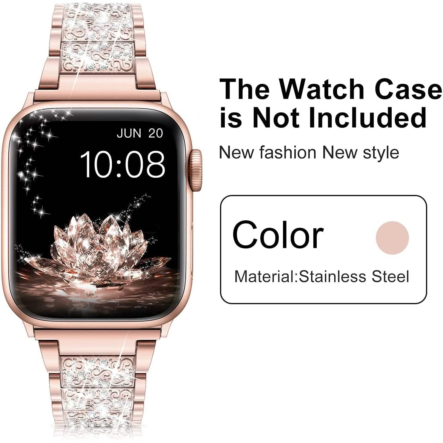 Rhinestone Apple Watch Band — diamond crystal stainless steel strap for Apple Watch Series 1-7