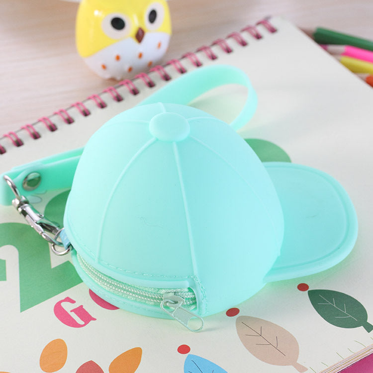 Cute silicone hat coin purse collection in various colors, showcasing playful design and soft silicone material.