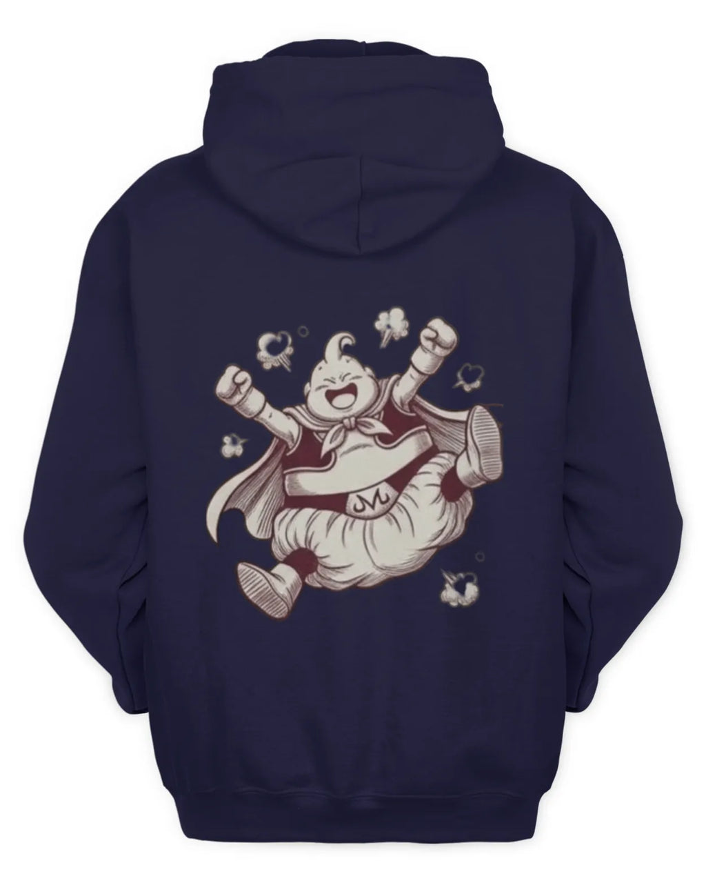 Majin Buu graphic hoodie featuring the ink-drawn design