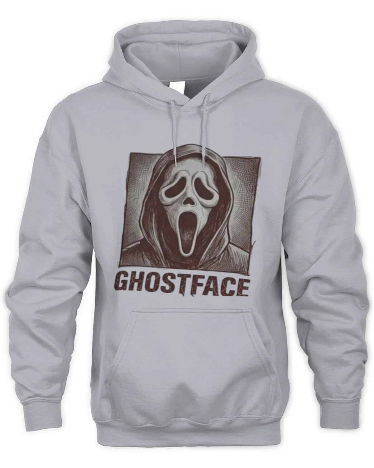 Ghostface graphic hoodie featuring an ink-drawn design of the iconic Ghostface character.