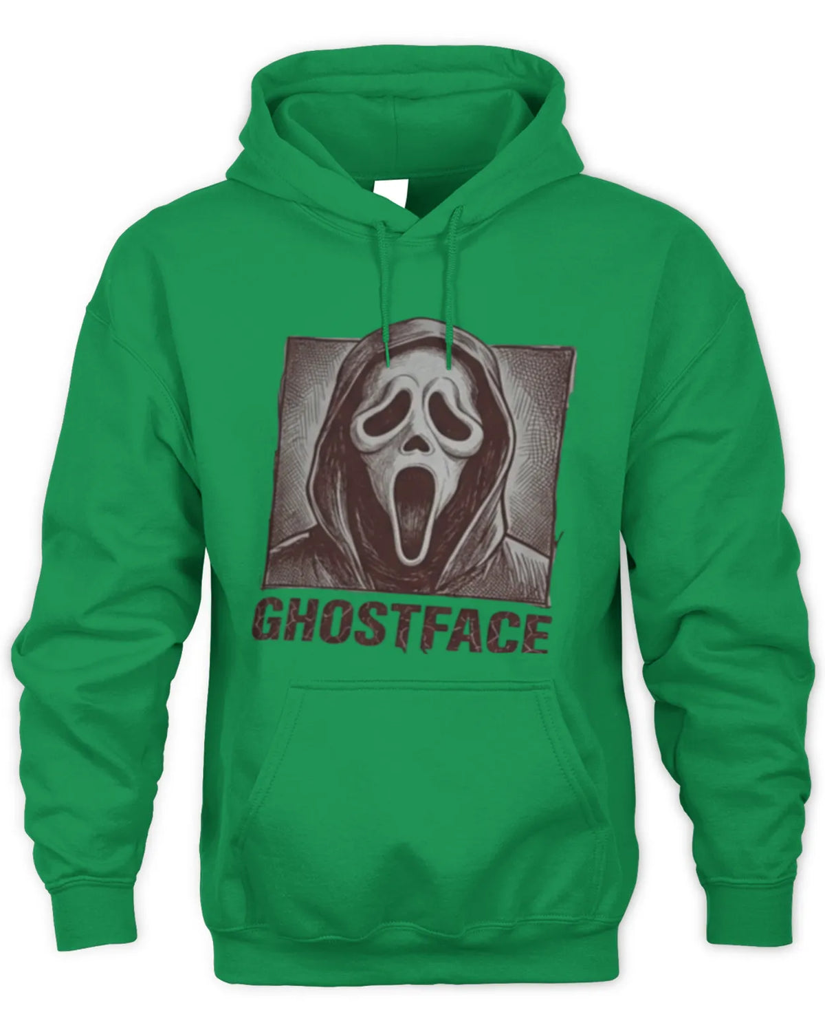 Ghostface graphic hoodie featuring an ink-drawn design of the iconic Ghostface character.