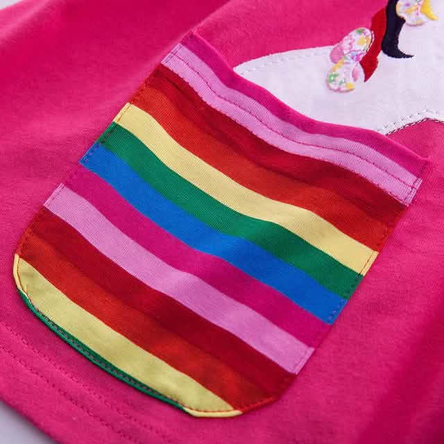 Girls unicorn rainbow dress — soft cotton flower print long sleeve dress for kids ages 3-6