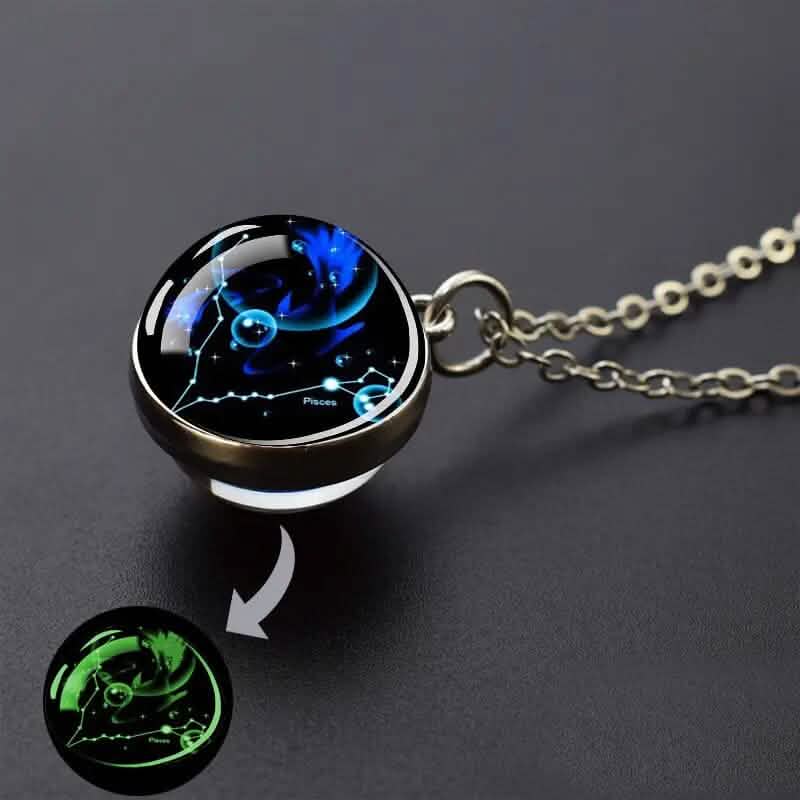 Glow-in-the-Dark Zodiac Pendant Necklace