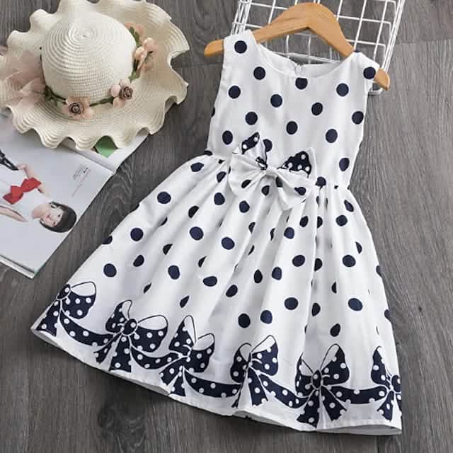 Little Girls' Dress Sundress Polka Dot Casual Lace Trims Print