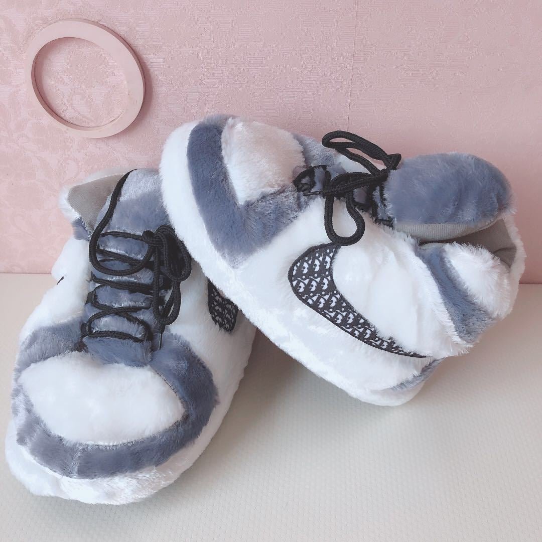 Gray Jordan 1 Dior unisex sneaker slippers for adults and kids blending style and comfort
