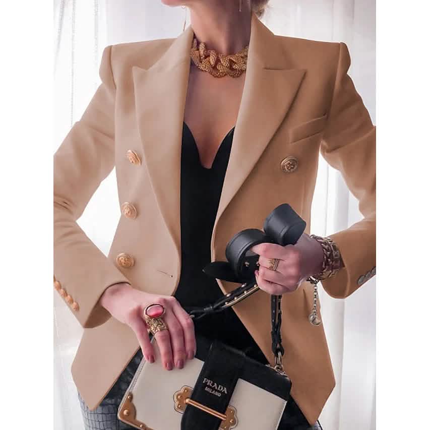 Women's Blazer Solid Color Vintage Style Casual Long Sleeve Coat