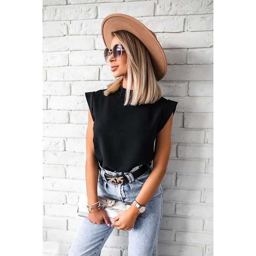 Women's Solid Color Patchwork Stand Collar Top